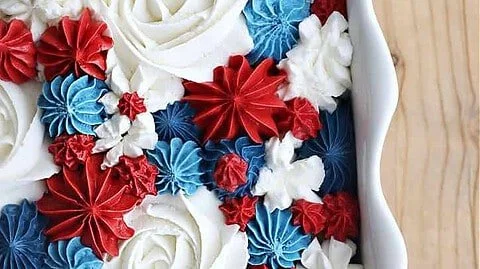 Red White and Blue Frosted Vanilla Cake