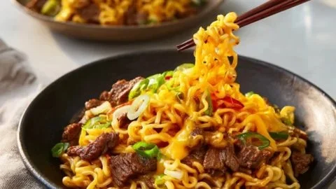 Spicy Korean Beef Ramen Cheese Bowl