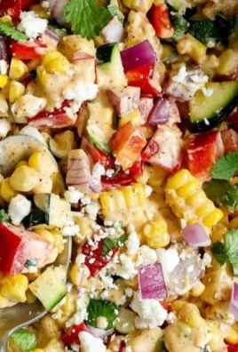 A colorful Zucchini Corn Salad with fresh vegetables in a bowl